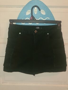 refuge Black Cargo Mini Skirt-Style Shorts